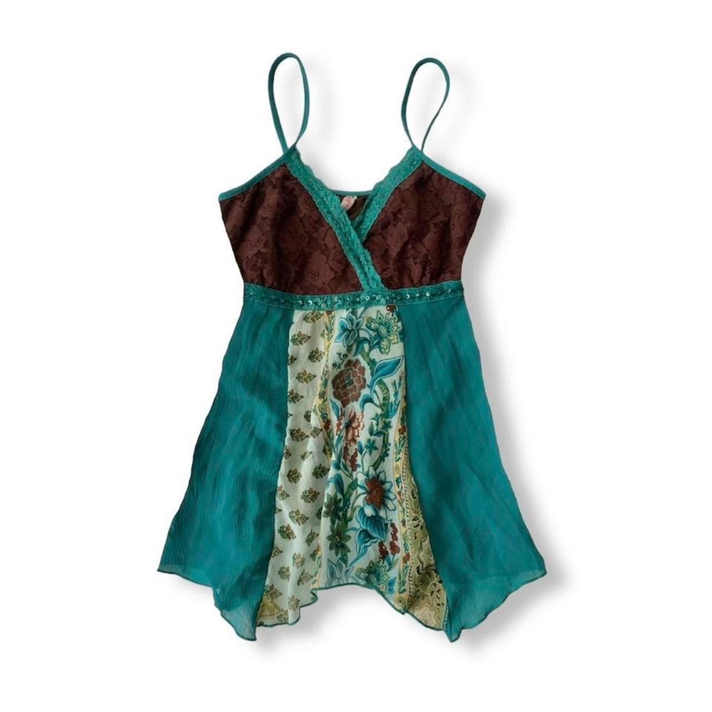 Vintage Y2K HeartSoul Teal Blue Baby Doll Tank Top Small